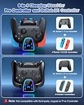 [Fit for Switch 2/1] 9 In 1 P-ro Controller Charging Dock for Joy Con 2/1 and for Pro Controller 2/1, Fast Charger Stand for Nintendo Switch 2/Switch 1/OLED Controller Accessories with RGB Light Modes