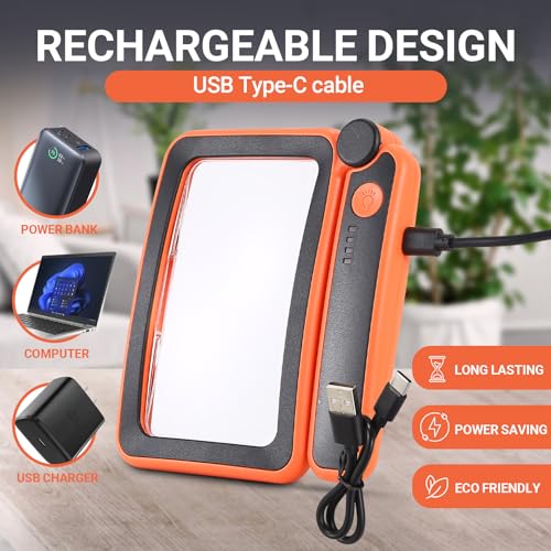YOCTOSUN Magnifying Glass with Light for Reading, Rechargeable LED Page Magnifier 5X, Folding Rectangular Handheld Lighted Magnifier for Seniors Low Vision Inspection - Thumbnail 6