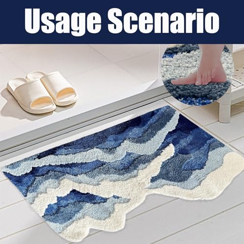 Tapis à microfibre océan absorbant à séchage rapide et antidérapant pour douche