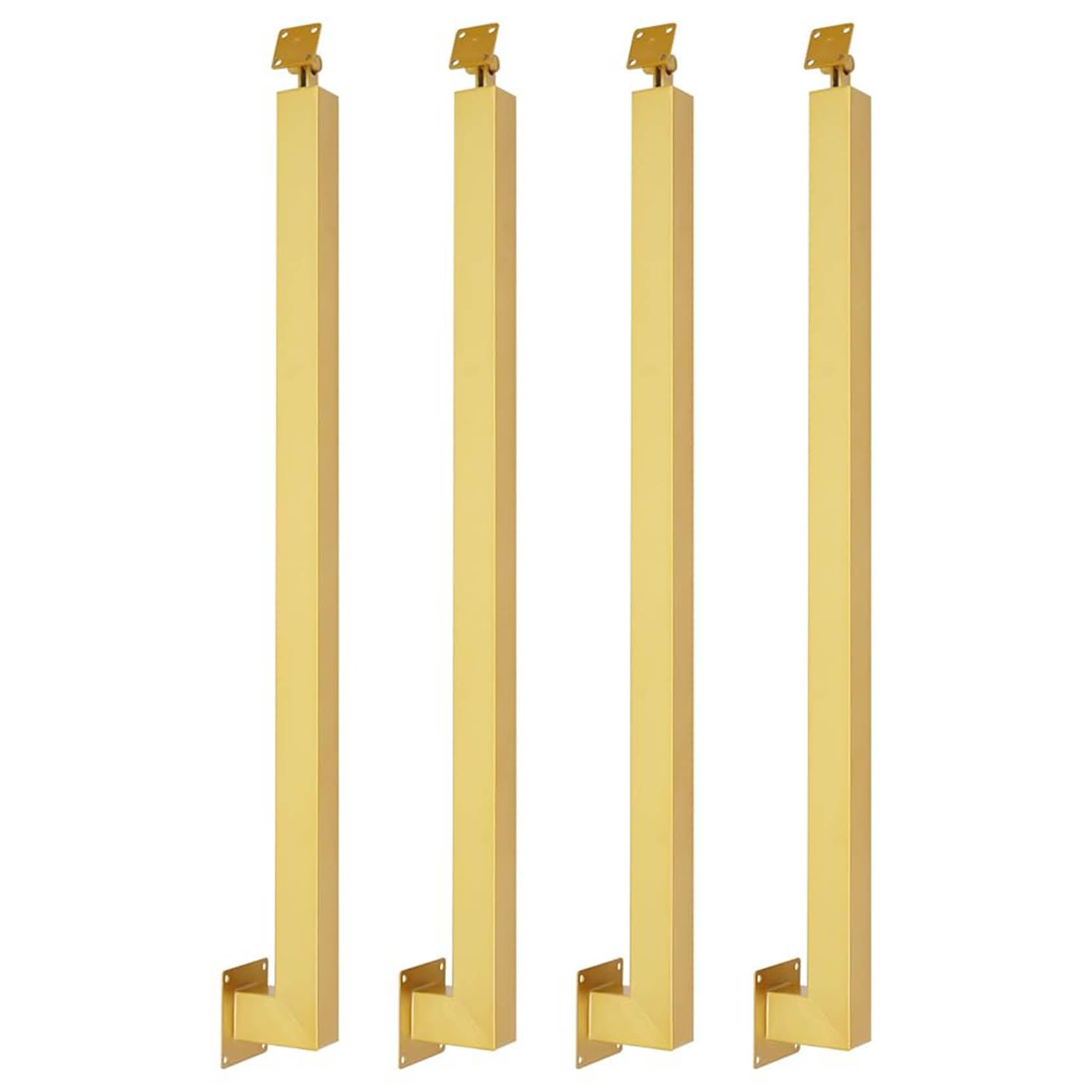 Gouzibhd Gold Metal Stair Post,Square Stair Baluster Posts With Flat & Adjustable 270° Angle Bracket,Railing Spindles Decorative Railing Posts Kits For Stairs Porch Handrails(Size:4 Pack-85Cm,Color:gold)