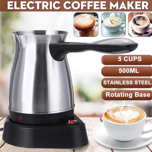 Image of NEEPRA Elegant Electric Turkish Coffee Maker, 500ml Stainless Steel Kettle, Tea, Cofee, Milk, Melted Butter, Water Boiler with Power Switch, Cofee Maker Pot(Steel 1)