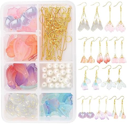 Amazon | SUNNYCLUE 10対 花折り ピアス 手作り セット チャーム 