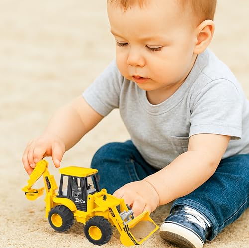 Image of VGRASSP 2-in-1 Bulldozer & Excavator Construction Vehicle Toy for Kids with Movable Shovel Head, Excavator Arm, Durable Friction Wheels - Indoor & Outdoor Truck Toy - Multicolor (12 Inch)