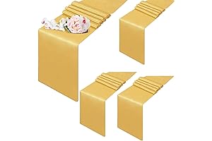 4 Pack Gold Table Runners Disposable - Washable Long Satin Dresser Cover...