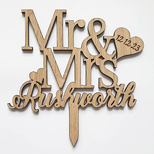 Personalised Oak Wooden Wedding/Anniversary Cake Topper/Perfect for a Wedding or Anniversary Party Decoration