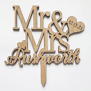 Personalised Oak Wooden Wedding/Anniversary Cake Topper/Perfect for a Wedding or Anniversary Party Decoration