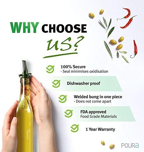 Olive Oil Bottle Drizzler Spouts | Airtight ClickSeal Bottle Pourers Keep Oil Fresh with Built-in Caps | Use Your Own Bottles as Oil Dispensers | Incl Large Bottle Adapters | Dishwasher Safe Green 2Pk