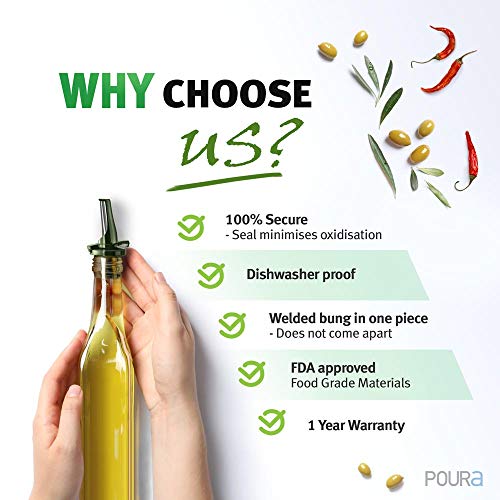 Poura LUFTDICHT Olivenöl Ausgießer - Patentierter Öl Spender für präzise Dosierung - Schutzkappe hält Ihr Öl frisch… - Image 6