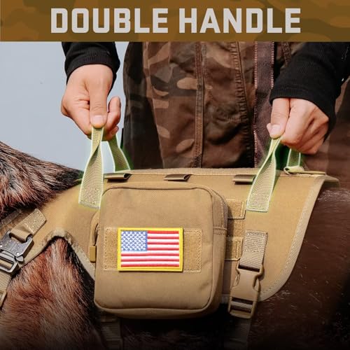 Forestpaw Tactical Dog Harness for Large Dogs,Tactical Dog Collar with Bungee Leash Set,No Pull Military Dog Harness for Walking Training,Adjustable for Medium Large Dogs,Khaki,Chest 19.5-41.5" - Image 4