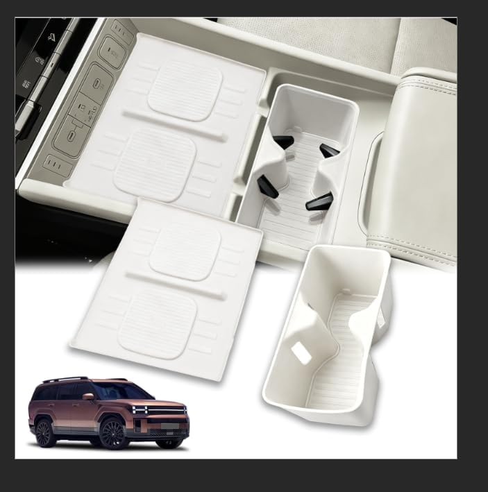 Inserto para porta-copos e protetor de base de carregamento WBLATP para Hyundai Santa Fe 2024–2026 – 2 peças