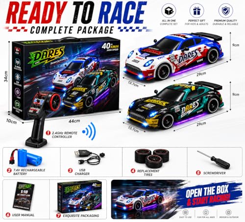 Image of Remote Control Sports Car & Off-Road SUV Toy for Kids, High Speed RC Racing with Wireless Remote, Realistic Lights & Premium Design Gift for Boys Girls (White-Drift CAR)