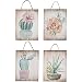 Juvale Wooden Wall Ornament - 4-Piece Small Hanging Decorations Cactus Succulents Design, Natural Decor Living Room, Hallway Dining Room, 8 x 5.9 x 0.9 inches
