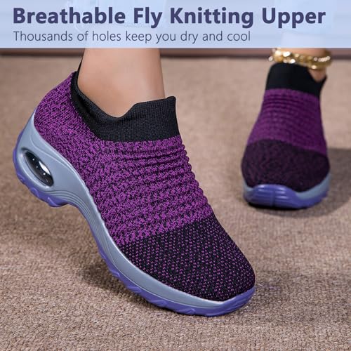 Image of Non Slip Work Shoes Women, Slip On Sneakers Women,Work Shoes Walking Gym Nurse Mesh Casual Fashion Sneakers Comfort Breathable Lightweight