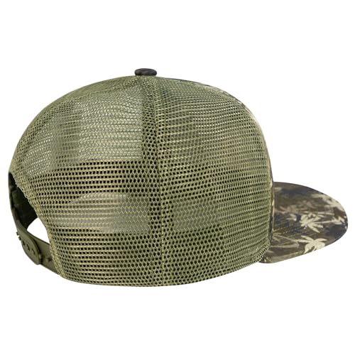 Image of BASSDASH Flat Brim Trucker Cap Adjustable Snapback Hat Mesh Back for Men Women