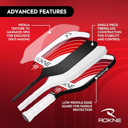 Image of ROKNE Curve Classic Pickleball Paddle | USAPA Approved Fiberglass Pickleball Paddles | Elevate Your Game with Precision Engineering & Comfort | ProGrit Texture for Max Spin & Power | Paddle