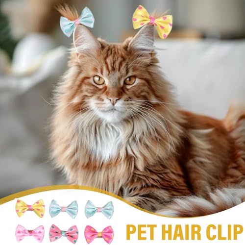 WUSJCOF 6 Stück Hunde Haarspangen, Hundehaar Schleifen Bowknot, Hundehaar Grooming Zubehör, Kopfbedeckung für Haustiere, für die Tierpflege (Für Kleine Mittelgroße Hunde Katzen Haustiere Haare)