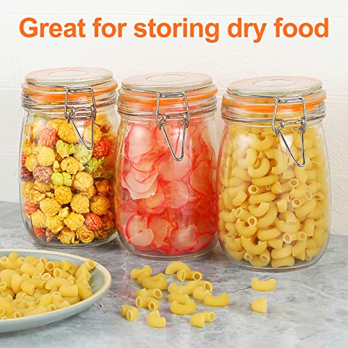DANALLAN Wide Mouth Mason Jars, 4Pcs 32 oz Glass Jars with Airtight Lid Large Mason Canning Jars Clear Storage Canister Jars with Measurement Marks for Canning Flour Jam Jelly Coffee Sugar Beans - Thumbnail 5