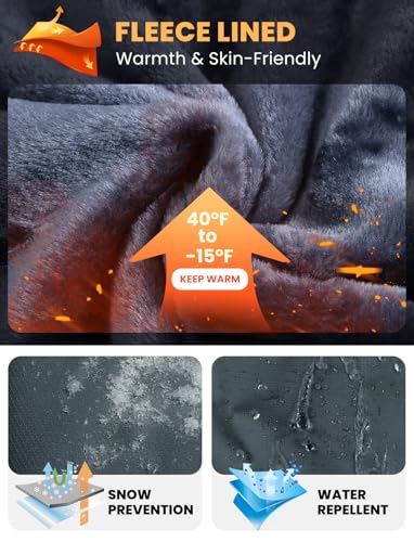 Image of TBMPOY Men's Winter Jackets Skiing Waterproof Snow Thick Fleece Lined Hooded Utility Cold Weather Warm Outdoor Ice Work