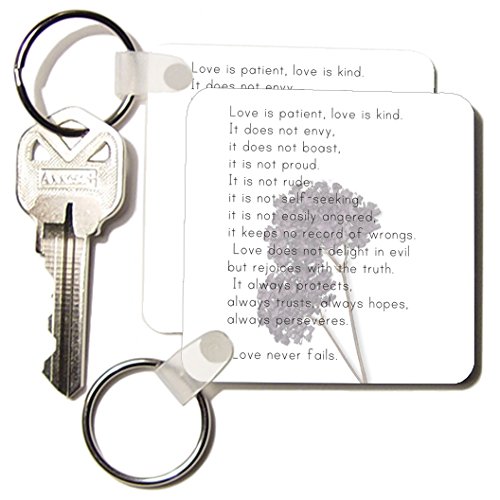Porte-clés l'amour est patient 3drose lot de 2 accessoires spirituels