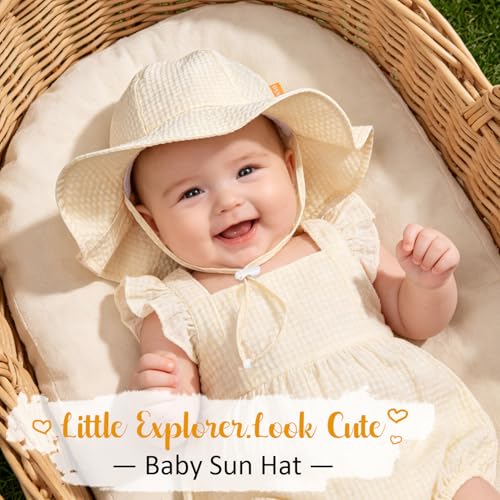 Baby Sun Hat Toddler Boy Girl Beach Hat,Kids Adjustable Outdoor Summer Hat Child Sun Protection Wide Brim 0-6 Months — view 3