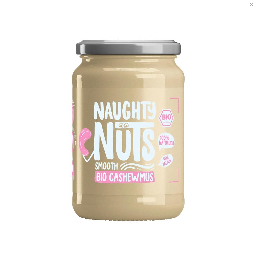 NAUGHTY NUTS Bio Cashew Butter Smooth | 100% cashew nuts | No palm oil and sugar | 100% natural and vegan | Ideal as a topping for muesli | 500g