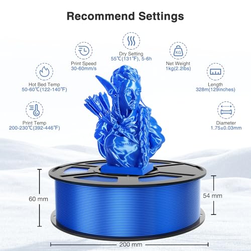 Filamento PLA de Seda Azul para Impresora 3D 2.2 lbs - Fernando Cortés