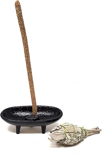 Miniatura 8 de Quemador de incienso de hierro fundido 4" L 2" H, ideal para sahumerio, quemar incienso, propósito ritual, decoración, etc. (4" L)