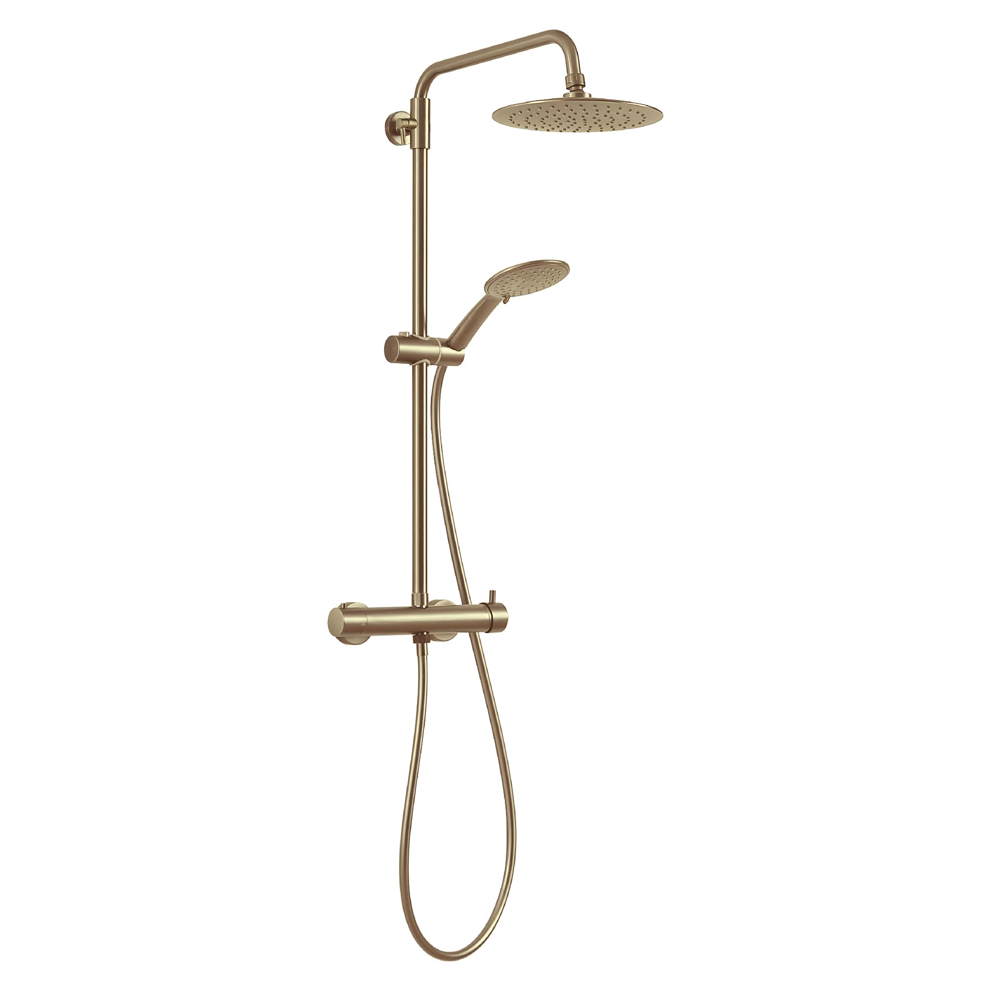 Gedy STAR PLUS 03 Columna de ducha oro mate con grifo monomando, conjunto de alcachofa 3 posiciones, cabezal de ducha; flexo 150 cm, extensible 92-146 vm