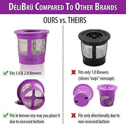 Reusable K Cups For Keurig 2.0 & 1.0 2Pack Coffee Makers With 100Pcs Paper Filters For Reusable Coffee Pods Fits By Delibru #TOP3