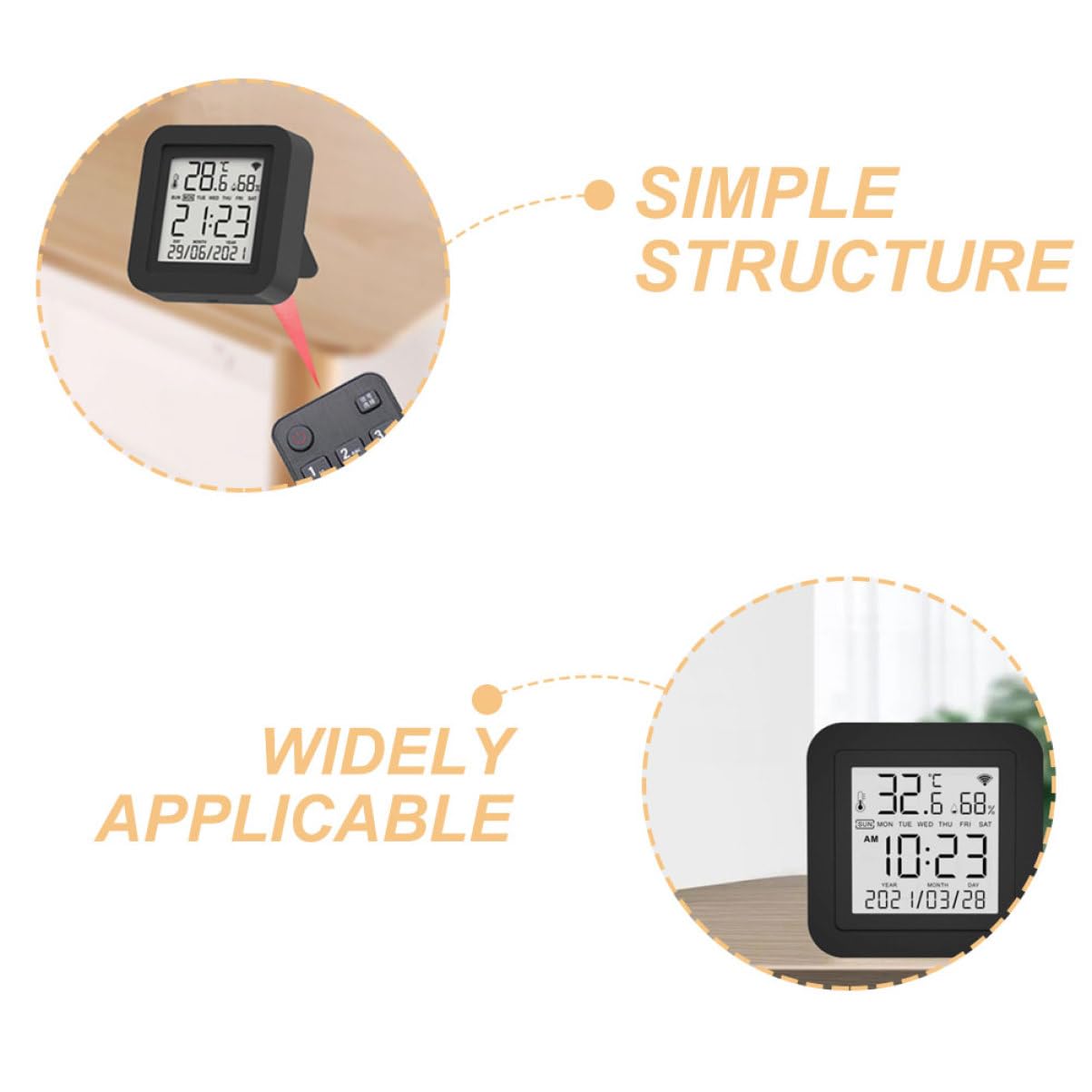 Mipcase Termometro Digitale Lcd per Interni Monitor di Temperatura e Umidità Sensore di Umidità Misuratore di Temperatura e Termometro Igrometro Portatile Alimentato USB