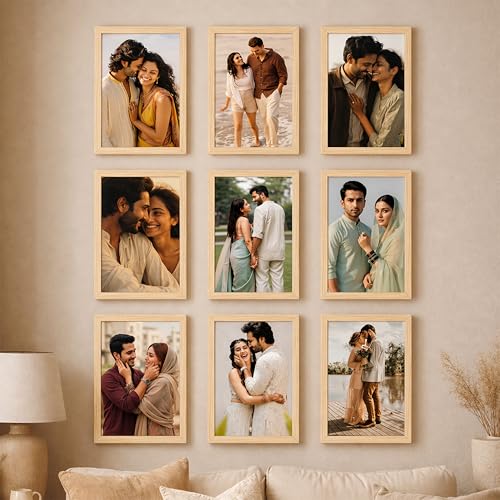 Image of Art Street Premium Photo Frame for Wall & living room, Classic Aesthetic Design Photo Frames for Photograph, Art Work, Kids Room Set of 9 (A4, 8x12 Inch, Beige)