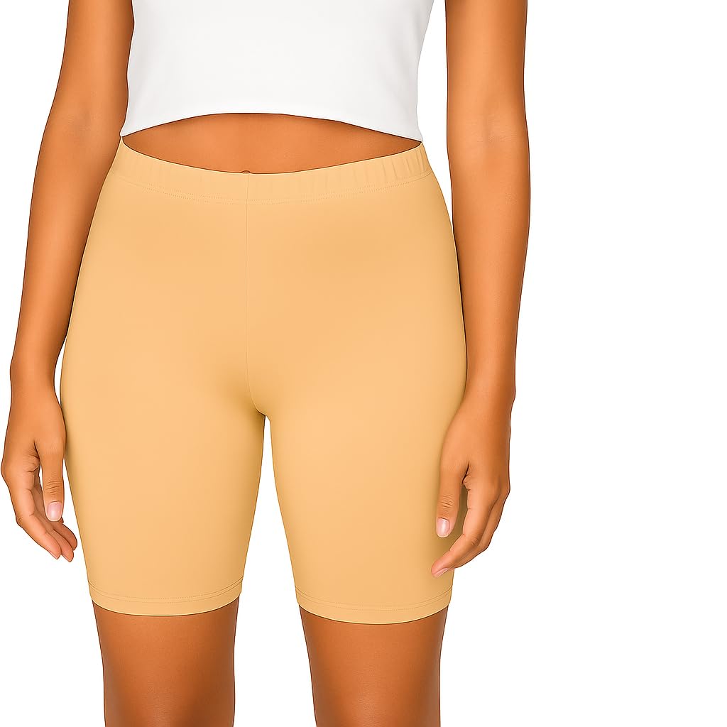 Women's Bike Shorts with Anti-Chafing Material, Extended Coverage, Second Skin Feel, Available in Black, White and Beige-image-8