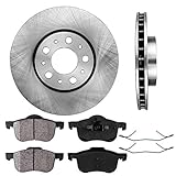 CRK13433 FRONT 285.7 mm Premium OE 5 Lug [2] Brake Disc Rotors + Ceramic Brake Pads + Clips [fit S80...