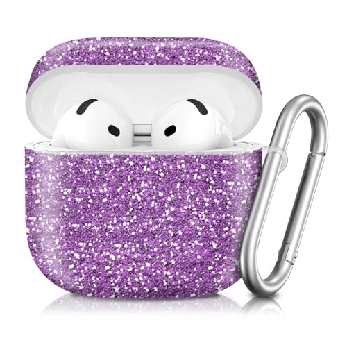 Coque AirPods 4 antichoc et anti-chute avec mousqueton solide en silicone violet