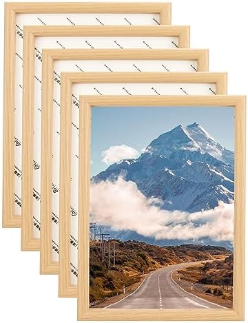 Kennethan Set Of 3 Brown A4 Picture Frames With Mount - MDF & Acrylic, Freestanding Or Wall Mount