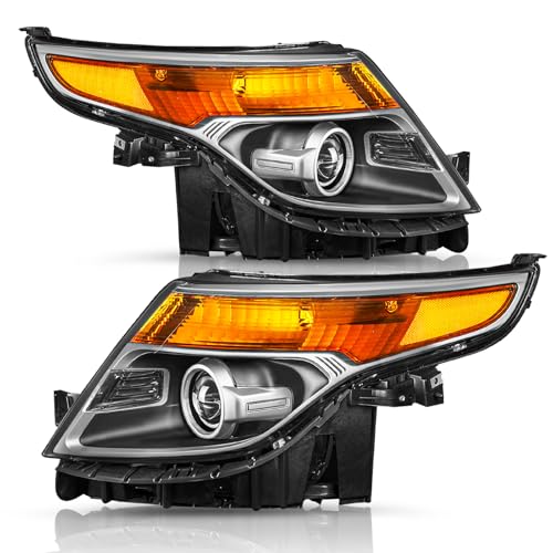 TUSDAR OE Factory Style Projector Headlight Assembly Set with Bulbs for 11 12 13 14 15 Ford Explorer, Pair