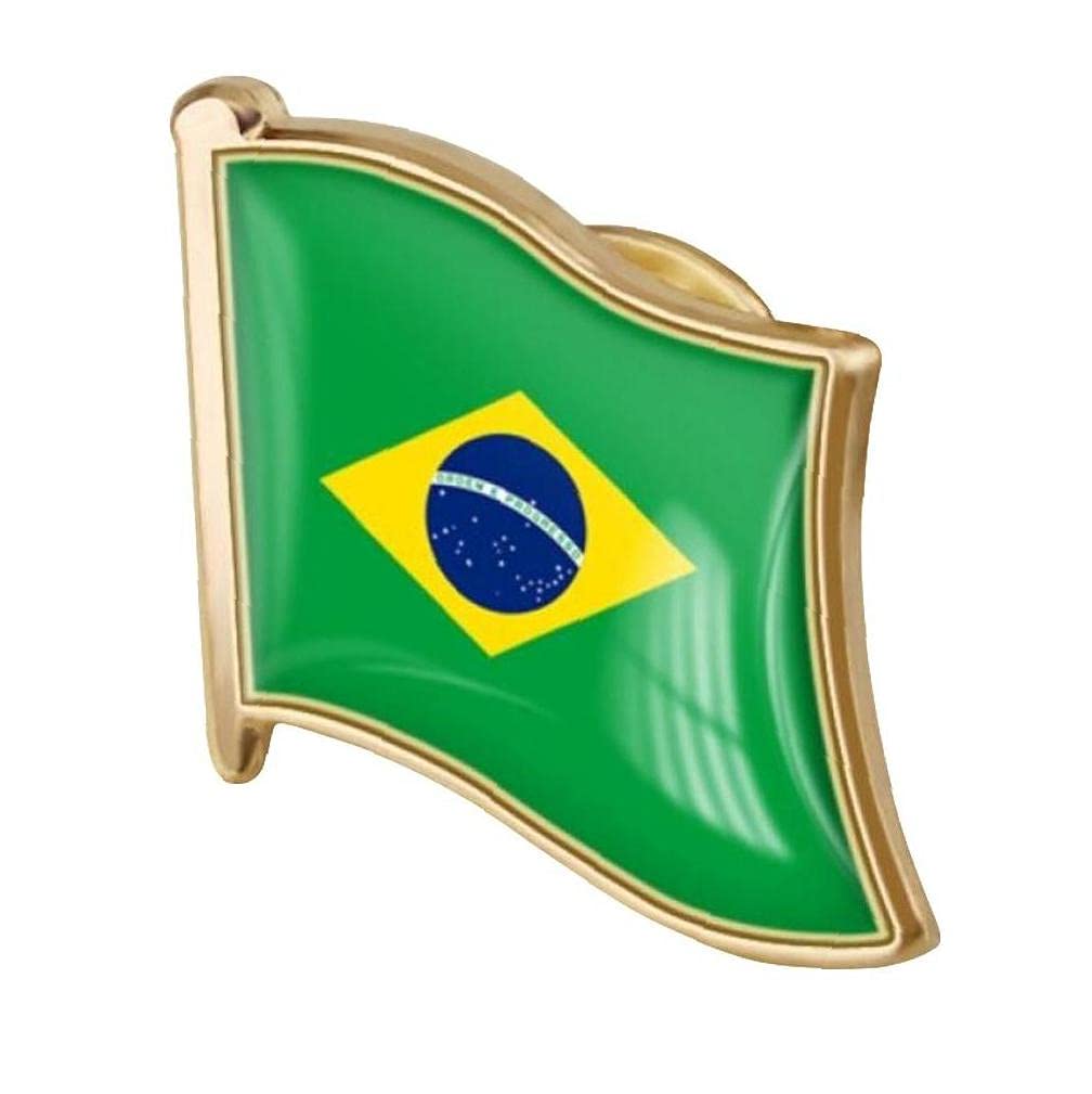 Onsinic Metal Pin Coat of Brazil Brazilian Flag Brooch Badges Lapel Pins