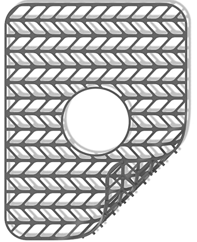 Image of GUUKIN Sink Protectors for Kitchen Sink Grid 18-3 /16 inch X 12-1 /2 inch | Centered Drain for Single Sink Bowl with Corner Radius 4-11 /16 inch