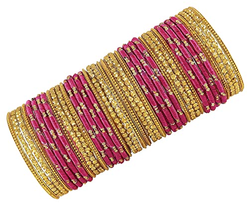 Image of NMII Acrylic (Plastic) With Silk Thread & Beads Studded Worked Glossy Finished Kada Set For Women and Girls