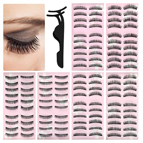 TIMESETL Faux cils naturels, 60 paires, 6 tailles ultra minces Faux cils doux et flexibles pour le quotidien, les fêtes