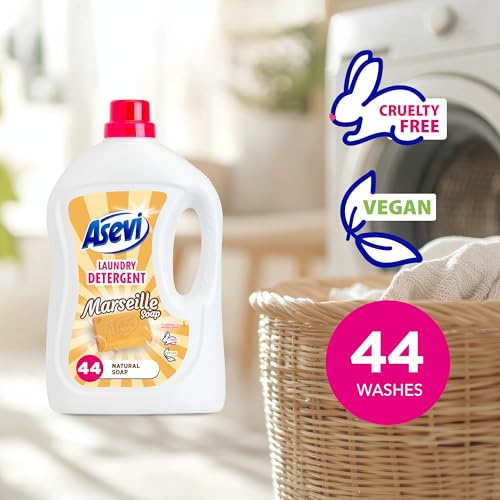 Asevi Laundry Detergent, Washing Liquid Detergent, Laundry Cleanser, 2376 ml, 44 Washes, Marseille Soap - Image 3