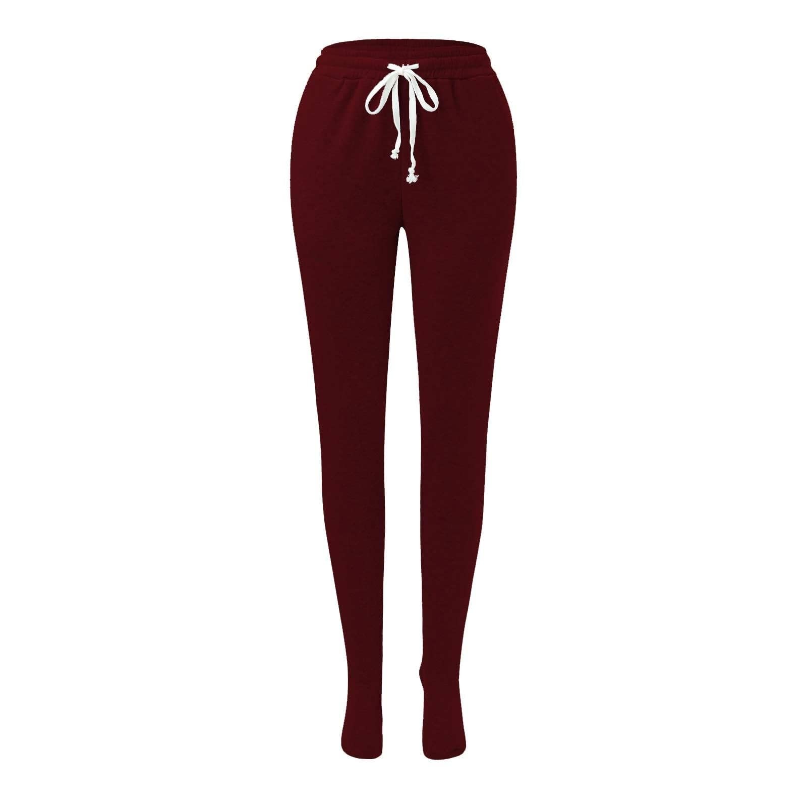 Jogginghose Damen Warme Sporthose Frauen Thermohose Freizeithose Trainingshose Elastischem Bund Kordelzug Sweatpants Bequeme Winterhose Thermo Yogahose Fitness Hosen High Waist Laufhosen
