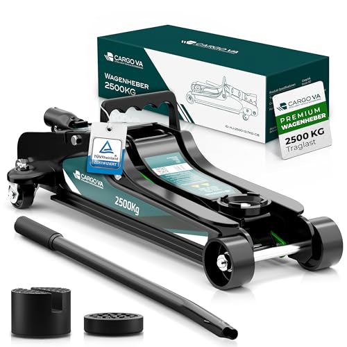 Wagenheber hydraulisch 2,5T - T&Uuml;V Zertifiziert - 85-380mm Hubh&ouml;he - inkl. 2 Gummiauflagen - Rangierwagenheber perfekt f&uuml;r die Heimwerkstatt