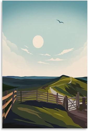 Great Ridge Inglaterra Mamtoor Mountain Track Vintage Travel Post Wall Art Lienzo Modern Posters Prints Painting Pictures Decoración de pared para