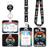 Epaing 2 Stück Katze Ausweishülle mit Band, Kartenhülle mit Schlüsselanhänger Ausziehbar, Kartenhalter Ausweis Krankenschwester Zubehör, Ausweishalter für Büroangestellte Lehrer Student Geschenke