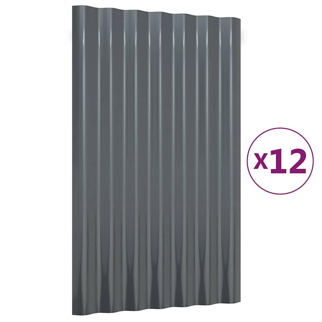 Genérico Paneles tejado 12 Unidades Acero galvanizado Antracita 60x36 cm,Bricolaje,Materiales de construcción,Techo,Tejas y baldosas para techo-319126