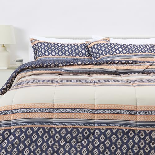 Image of Amazon Basics Lightweight Microfiber Comforter Set, 3-Piece, Gray Geometrics, King