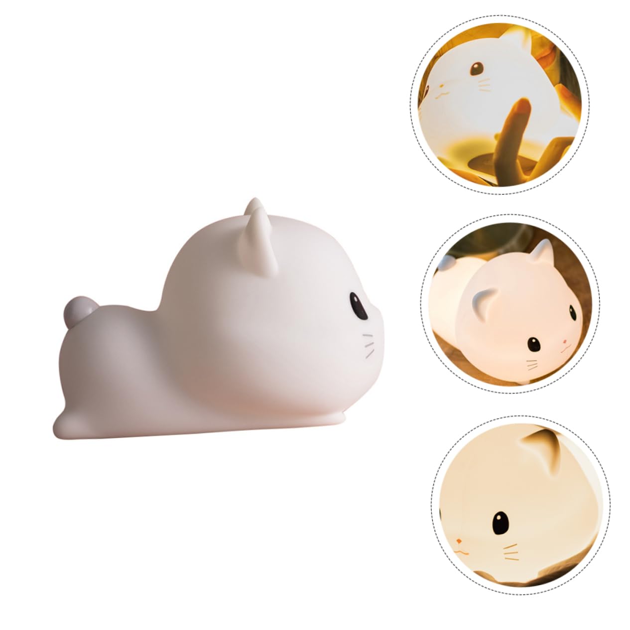Veemoon Luce Notturna USB a Forma di Gatto in Silicone Bianco
