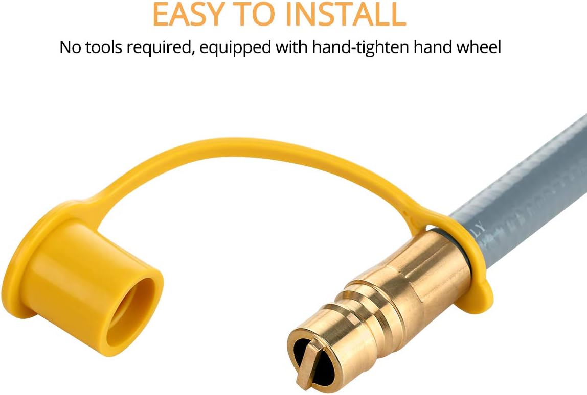 Natural Gas Hose, 12 Ft 1/2 inch ID Gas Line with Quick Connect/Disconnect Fittings & 3/8 Female to 1/2 Male Adapter for Outdoor NG/Propane Appliance, CSA Certified
