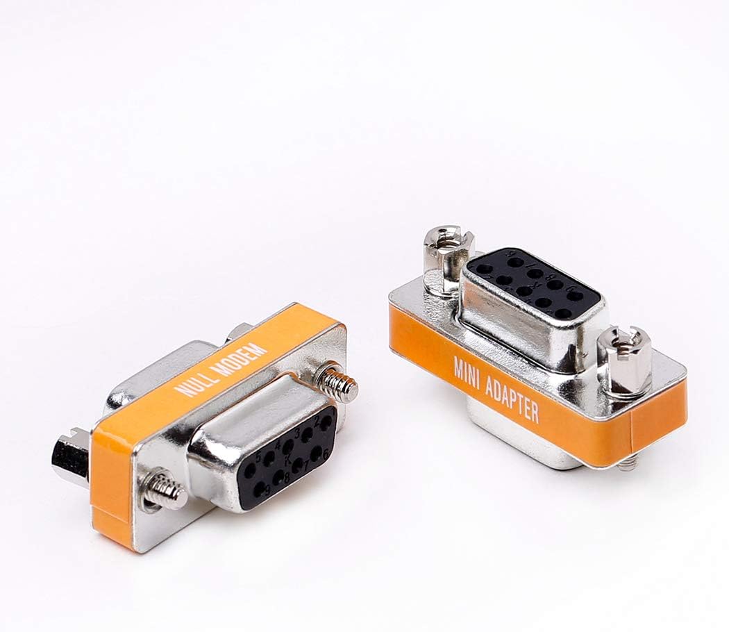DB9 null modem adapter female to female slimline data transfer serial port adapter 2 Pack